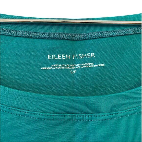 Eileen Fisher Womens Shift Dress Turquoise Green Ballet Neck 3/4 Small New - Picture 8 of 8